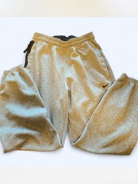 Nike Light Gray Fleece Joggers with Black Swoosh